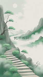 蜿蜒的背景图片_国风水墨上春山诗意意境背景