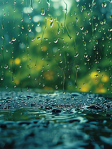 春天下雨天雨水特写摄影图