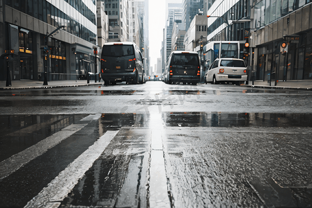 下雨的街道城市路面摄影图5
