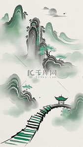 水墨山林背景背景图片_国风水墨上春山诗意意境背景