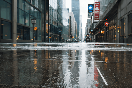 下雨的街道城市路面摄影图片9
