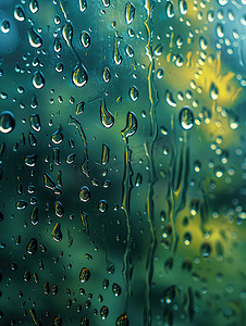 春天下雨天雨水特写摄影图
