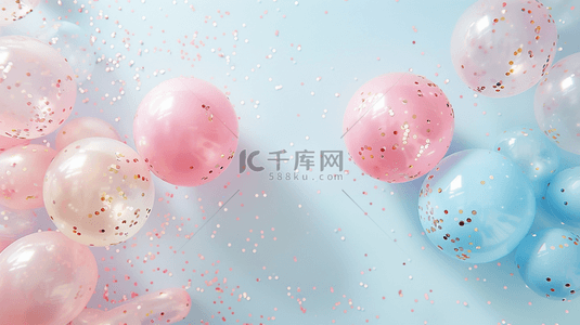 简约唯美缤纷粉蓝色气球的背景6