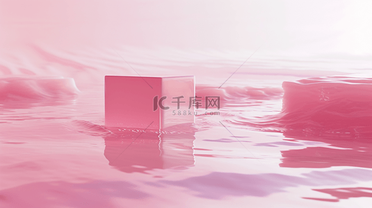 粉色温馨河水里方形晶莹晶体的背景2