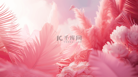 温馨的粉色背景图片_粉色温馨质感线条树叶状叶片的背景15
