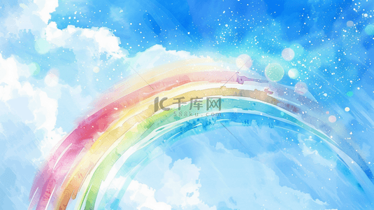 蓝色手绘彩虹艺术渐变的背景10