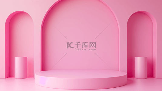 粉色室内门型舞台装饰设计的背景1