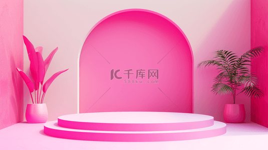 室内简约装饰背景图片_粉色室内门型舞台装饰设计的背景10