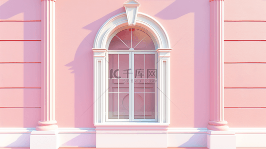 电商空间背景图片_女神节妇女节粉色拱窗花窗背景
