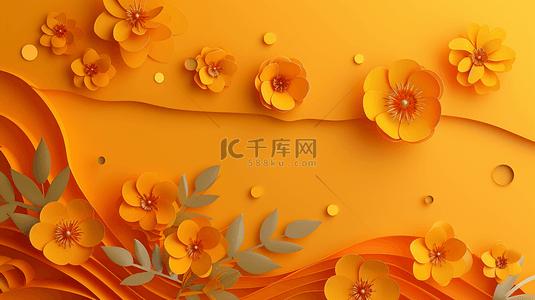 黄色背景花朵背景图片_黄色橙子花朵平铺设计平面的背景10