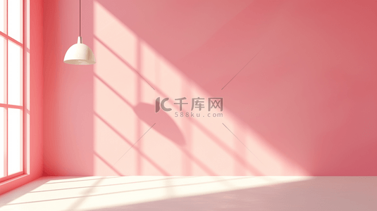 粉红色简约唯美室内阳光照射到墙面背景10