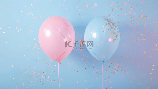 简约唯美缤纷粉蓝色气球的背景8
