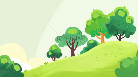 绿色植树节山坡上的绿树背景图片