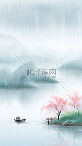 清明雨背景图片_春和景明春天清明节雨中风景3背景素材