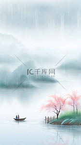 清明节踏青背景背景图片_春和景明春天清明节雨中风景3背景素材