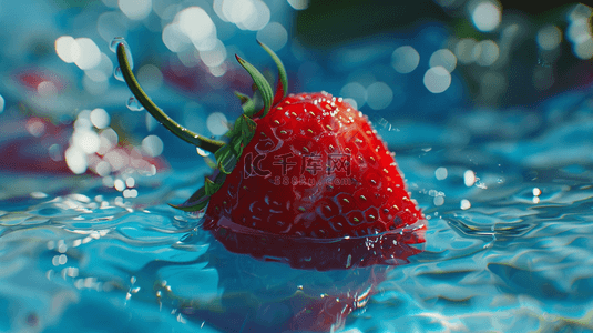 晶莹水珠水洗新鲜草莓的背景11