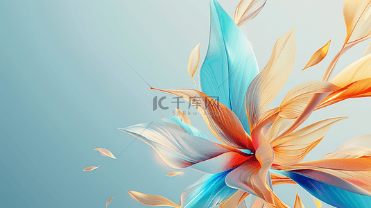 蓝色花朵开放背景图片_彩色唯美花朵线条纹理展现的背景19