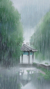山水雨背景图片_国风清新清明节质感背景5