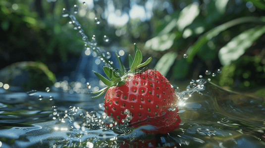 草莓红色背景图片_晶莹水珠水洗新鲜草莓的背景13
