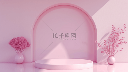 粉色室内门型舞台装饰设计的背景5