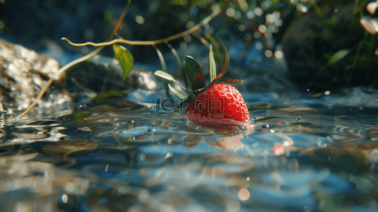 食物红色背景图片_晶莹水珠水洗新鲜草莓的背景10