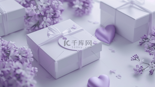 紫色光芒背景图片_白紫色唯美礼物礼盒爱心节日的背景45