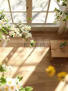 地板鲜花背景图片_俯视鲜花地板电商背景