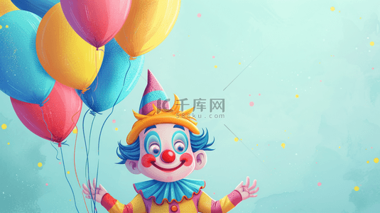狂欢愚人节快乐小丑和气球背景