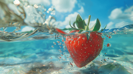 晶莹水珠水洗新鲜草莓的背景17