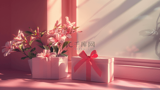 女神节公众号背景图片_粉色唯美质感女神节礼物花朵的图片15