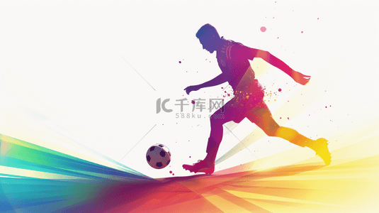 足球运动员背景图片_多彩抽象足球运动员剪影背景图