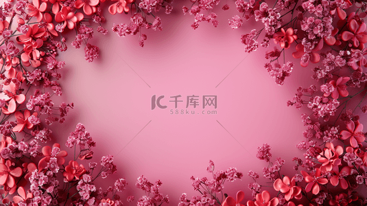 唯美粉色花瓣背景图片_女神节节日平铺花朵礼物的背景10