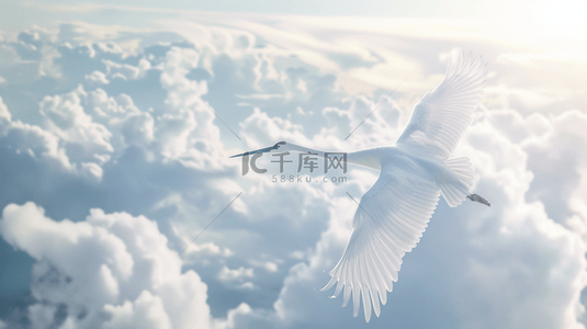 天空飞鸟背景图片_白色渐变白云天空飞鸟的背景9