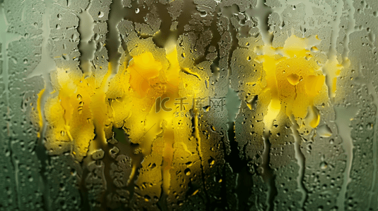 春天雨天玻璃窗里的一束黄色的水仙花设计图