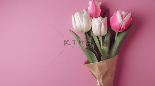 粉色场景简约女神节花朵花束的背景15