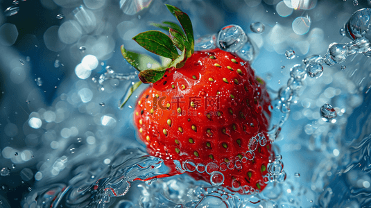 晶莹水珠水洗新鲜草莓的背景7