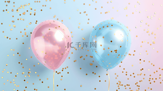 简约唯美缤纷粉蓝色气球的背景2