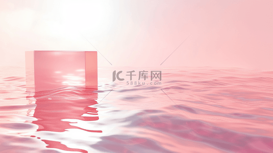 粉色温馨河水里方形晶莹晶体的背景3