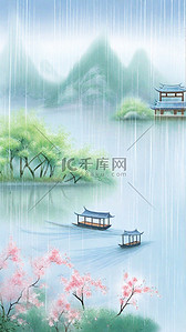 春和景明春天清明节雨中风景12设计