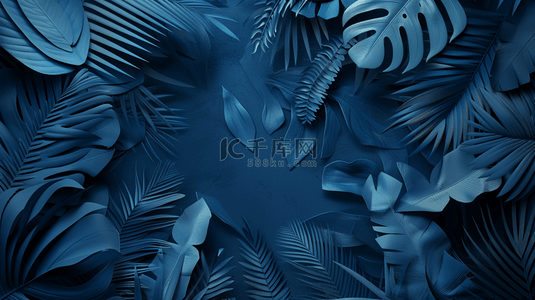 平面蓝色背景背景图片_深蓝色平铺树叶植物叶片纹理的背景15