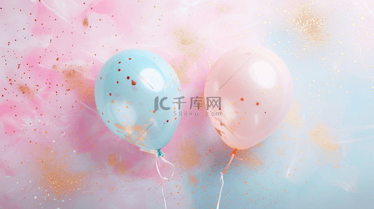 简约唯美缤纷粉蓝色气球的背景11