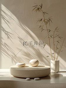 天然竹子岩石产品展台图片