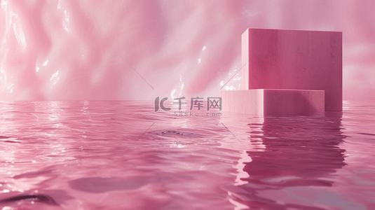 粉色温馨河水里方形晶莹晶体的背景17