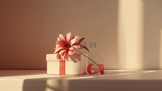 女神礼盒背景图片_粉色唯美质感女神节礼物花朵的图片2