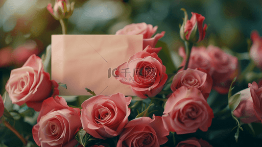 简约唯美女神节玫瑰花花束的背景22