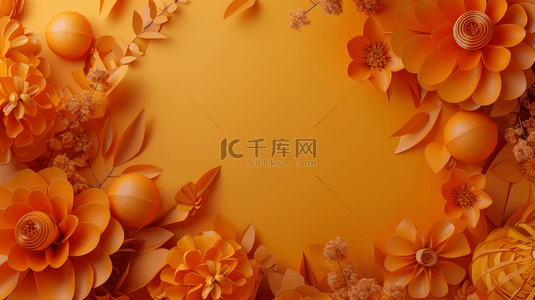 橙子设计背景图片_黄色橙子花朵平铺设计平面的背景3