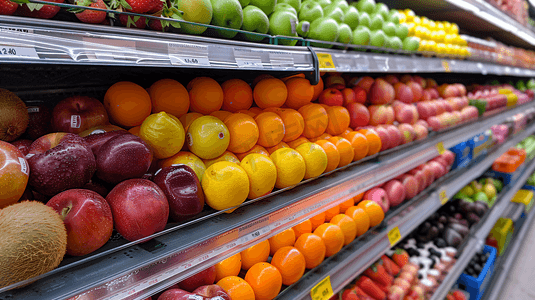 超市货架多种水果8