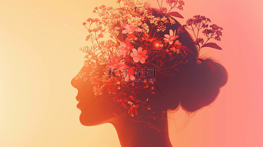 女神节花束背景图片_女神节花朵女神头戴花朵的背景3