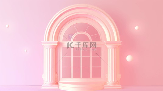 女神节妇女节粉色拱窗花窗背景12