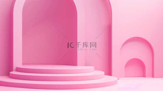 粉色立体空间背景图片_粉色立体门型方块空间室内装饰的背景4